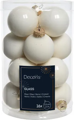 Produktbild von Weihnachtskugeln Glas 3,5cm 16 Stück - Wollweiß
