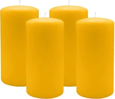 Produktbild von 4er Set Adventskranzkerzen Goldgelb Ø 80 x 150 mm