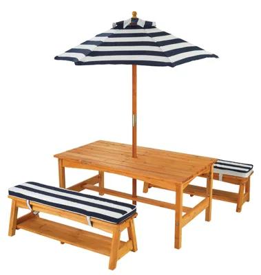 Produktbild von Kidkraft Gartentisch & Bänke mit Sitzkissen/Sonnenschirm; 106
