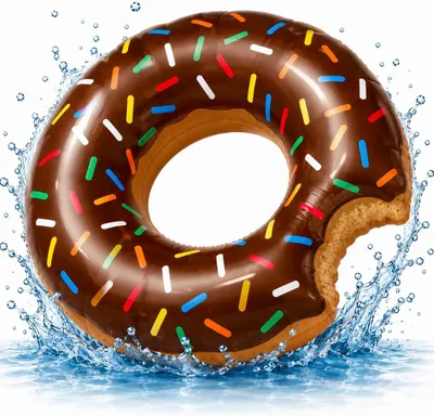 Produktbild von Donut Schwimmring aufblasbar Ø 120 cm – Schwimmreifen für Pool, See, Strand & Wasser (Donut Braun)