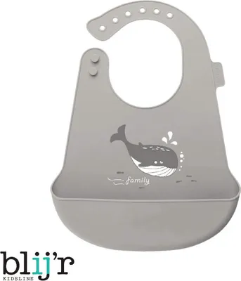 Produktbild von Blijr Bodi Lätzchen grau für Baby & Kleinkinder | aus Silikon, Auffangschale, waschbar, lebensmittelecht Kinderlatz Kleinkind Babyausstattung Latz,