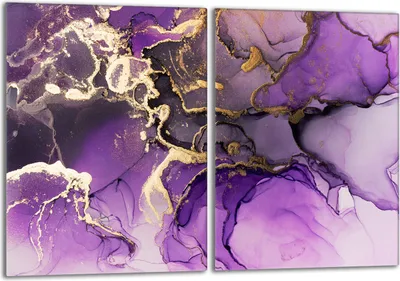 Image de Set de plaques de recouvrement pour cuisinière 2x40x52 cm Couvercle pour plaque vitrocéramique, verre anti-projections, Marbre Violet