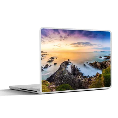 Produktbild von MuchoWow® Laptop Aufkleber Sticker Cover Sonnenuntergang - Horizont - Wasser - Landschaft - Blau 32.5x23.5 cm - Sticker für Laptop - Selbstklebend