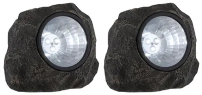 Zdjęcie produktu dla zestaw 2 lamp solarnych LED w kształcie kamienia ze stopniem ochrony IP44