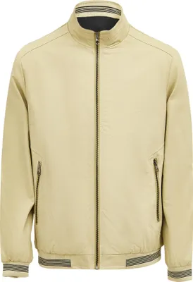 Produktbild von Herren Jacke Beige, Größe L, mit zentralem Reißverschluss und geripptem Stehkragen