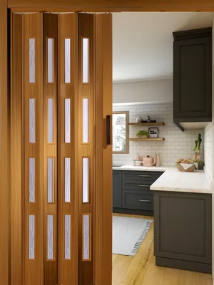 Produktbild von Forte Kunststoff-Falttür "Luciana" B 88,5 x H 202 cm Buche 4 Fenster