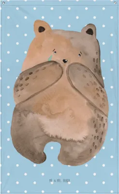 Produktbild von Mr. & Mrs. Panda Wandschmuck Bär Verlust - Blau Pastell - Geschenk, Wandteppich, Trauer Trauergeschenk Traurig Trösten Trost Liebeskummer, Teddy, Tapestry, Gobelin
