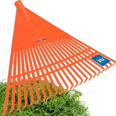 Produktbild von KOTARBAU® Laubrechen Kunststoff ohne Stiel Orange 400 x 550 mm Fächerbesen Laubbesen Kunststoff Laubharke groß Laub Rechen Gartenwerkzeug Rasenrechen breit Garten Rechen Kunststoffrechen