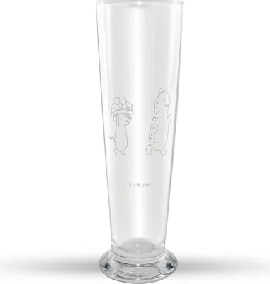 Produktbild von Mr. & Mrs. Panda Bierglas Schildkröte Maus - Transparent - Geschenk, Hilfe, Weizen Glas, Mr Mrs Weizenglas, Spazieren, Bier, Weizenbier, Weißbierglas