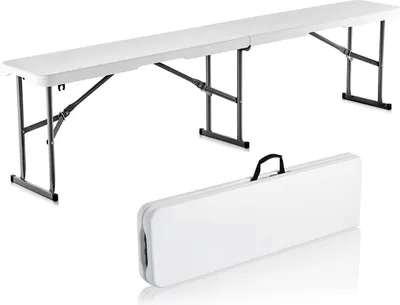 Produktbild von Klappbank Bierbank Gartenbank Campingbank Klappbar Camping 182cm Weiß