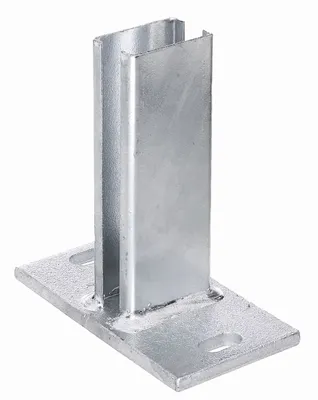 Produktbild von Alberts Pfostenträger für Zaunpfosten für Doppelstabmatten, zum Aufschrauben, Platte 150 x 80 mm, für Pfosten 60 x 40 mm, feuerverzinkt