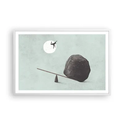 Produktbild von Gerahmtes Poster - Weißer Rahmen - Stein Hebel Physik - 91,5x61 cm - Wand Bild - Wanddeko - Wandbilder - Kunstposter - Wandposter - Bilderrahmen - Bilder - Kunstdruck Wanddekoration - P2WAA91x61-4755