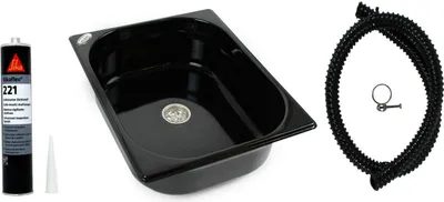 Image de Évier en acier inoxydable Camping lavabo 325x265x100mm + écoulement + colle Ford