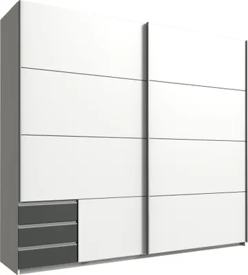 Produktbild von Schwebetürenschrank >Seattle< in WEISS + GRAPHIT - 225x208x65cm (BxHxT)