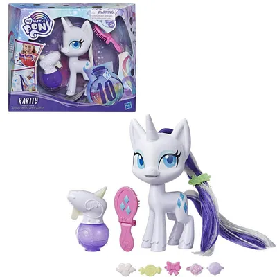 Obrázok produktu pre Hasbro E9104 My little Pony Rarity figúrka jednorožca s magickou hrivou, fľašou so sprejom a kefou