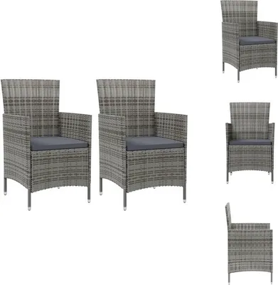 Produktbild von vidaXL Gartenstühle mit Kissen 2 Stk. Poly Rattan Grau -  Gartenstühle