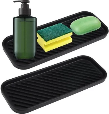 Produktbild von Ibenzoa® Silikon-Spülbecken-Organizer 2er-Set – rutschfest & hitzebeständig, 23 x 9 x 1,5 cm, für Küche & Bad