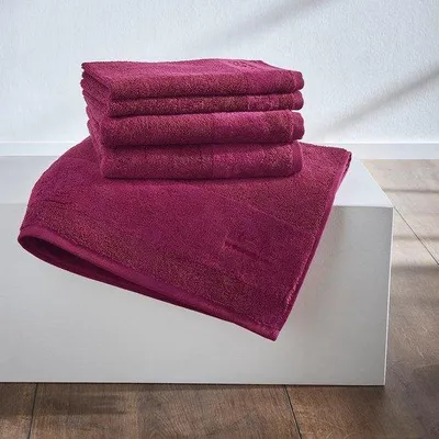 Immagine prodotto di Asciugamano Unyqoos® 50 x 100 cm – 100% cotone, asciugamano in spugna con occhiello e ricamo del logo, color viola, 550 g/m²