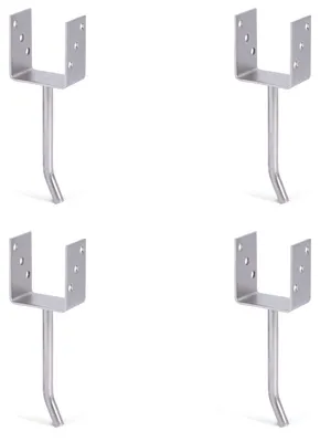 Produktbild von Alberts 4 x U-Pfostenträger mit Rundstahl-Betonanker, 91x104 mm, Betonanker 200 mm, feuerverzinkt, zum Einbetonieren
