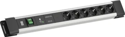Produktbild von BACHMANN CONNECTUS 6xCEE7/3, 1xGVS-Plus 1xSchalter 2,0m CEE7/7 Grau