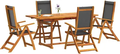 Produktbild von vidaXL 7-tlg. Garten-Essgruppe Massivholz Akazie und Textilene
