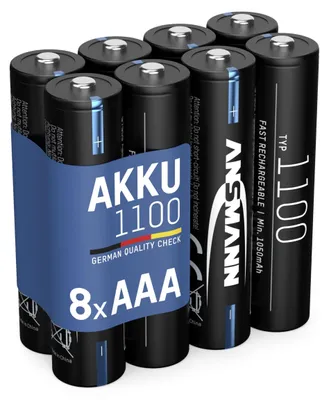 Produktbild von ANSMANN 8X Akku Micro AAA 1050 mAh 1,2V NI-MH - Wiederaufladbar - HR03