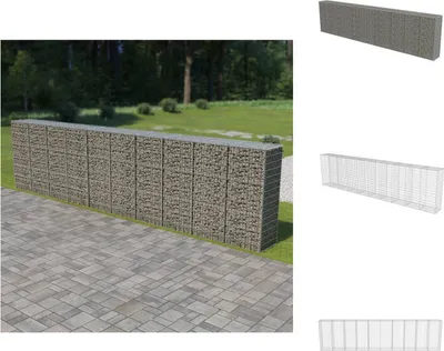 Produktbild von vidaXL Gabionenwand mit Abdeckung Verzinkter Stahl 600×50×150 cm -  Zaunfelder