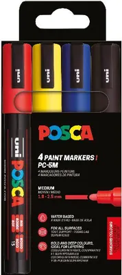 Produktbild von FABER-CASTELL Marker UNI POSCA PC-5M 4er Set Basic