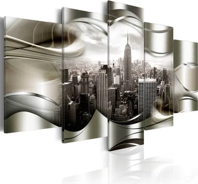Zdjęcie produktu dla Canvas obrazy 200x100 cm d-A-0032-b-n włóknina canvas obraz 5 sztuk art print nowoczesna grafika ścienna XXL dekoracja ścienna design obraz ścienny ABSTRAKT NEW YORK NYC CITY