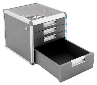 Produktbild von Schubladenbox mit Schloss - Aktenschrank zur Aufbewahrung von Dokumenten und Büromaterial