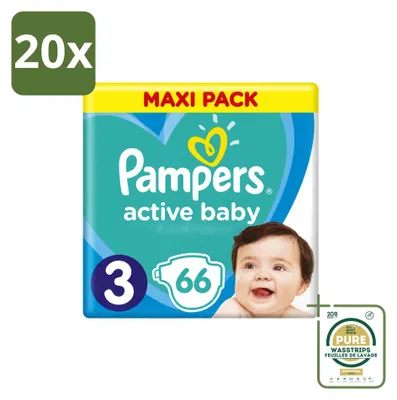 Image de 20 couches Pampers Active Baby-Dry, taille 3 (6–10 kg) - Pack économique - 20 pièces