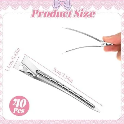 Produktbild von 40 silberne Haarspangen für Damen, Haarklammern zum Abteilen | Friseurklammern, Alligatorclips für Mädchen und zum Haarstyling