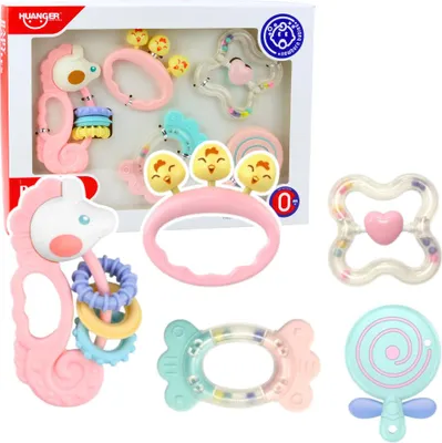 Image de Lot de 5 hochets sensoriels pour bébés, rose