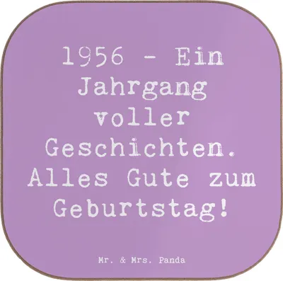 Produktbild von Mr. & Mrs. Panda Tassenuntersetzer Spruch 1956 Geburtstag - Lavendeltraum - Geschenk, Holzuntersetzer, Happy Birthday, Tischschoner, Alter, gläseruntersetzer, Coaster