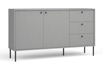 Produktbild von AX LIVING Kommode Modern Irelis 156 cm Grau Schwarz Griffe