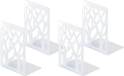 Produktbild von Buchstützen Metall Weiß Book Holder CD DVD Halter für Regal 2 Paar