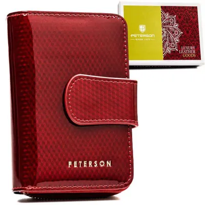 Obrázok produktu pre Peterson dámska kožená peňaženka RFID červená 13x9 cm