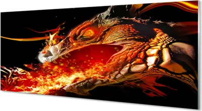 Produktbild von Glasbilder 125x50 Wandkunst Feuer speienden Drachen