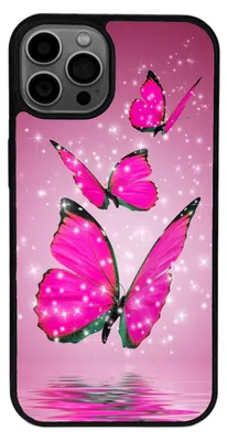 Produktbild von TPU Silikon Hülle für iPhone 14 Handy Cover Case Schutzhülle Handyhülle Bumper MOTIV 7 Schmetterling Pink