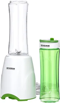 Produktbild von SEVERIN Smoothie Mix & Go, Praktischer Smoothie-Mixer mit zwei verschließbaren Trinkbehältern á 600ml, Go Behälter, Standmixer, 300 W, weiß-grün, SM