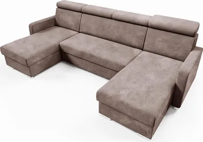 Produktbild von LIKMA Braun Ecksofa Mako U-Form 274x165 cm mit Schlaffunktion (254x125 cm) Eckcouch mit Bettkasten und Verstellbare Kopfstützen Wohnlandschaft Bettsofa mit Stauraum Polstermöbel Sofa 4 Sitzer