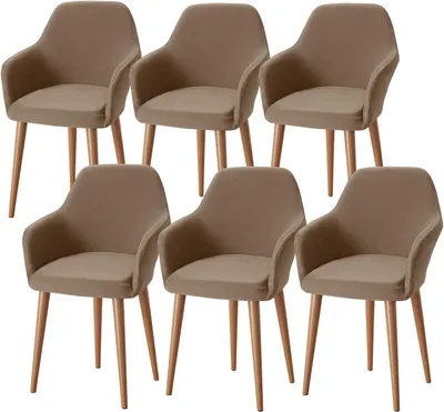 Imagen del producto de Juego de 6 fundas elásticas para sillas con reposabrazos, lavables, ideales para oficinas, comedores y cocinas