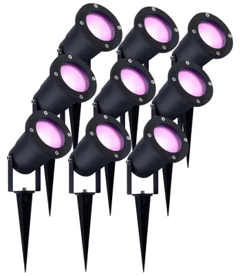 Image de Ledvion Lot de 9 LED Extérieur Spot IP65 4,9W GU10 CCT RGB dimmable