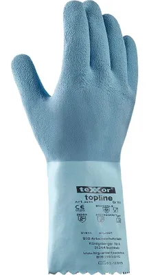 Produktbild von teXXor® topline Chemikalienschutz-Handschuhe NATURLATEX GERAUT, Hellblau