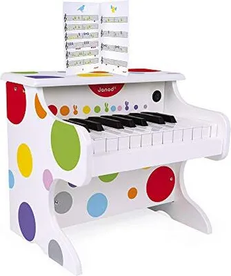 Produktbild von Janod - My First Confetti Elektronisches Holz-Klavier, Kinder-Musikinstrument, Spielzeugnachbildung und Spielzeug für musikalisches Empfinden, ab 3