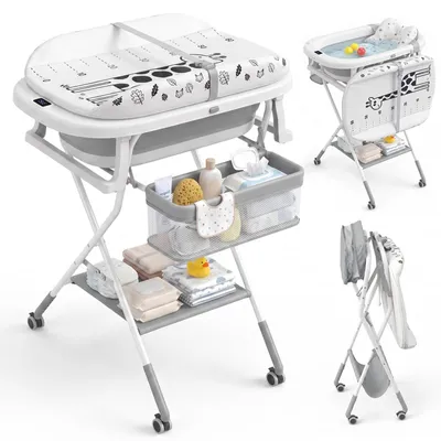 Productafbeelding van Opvouwbare babybad-commode met verschoningstafel, premium model