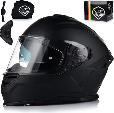Produktbild von Integralhelm mit Sonnenblende | VITO PRESTO | Motorrad Helm Vollvisierhelm Mopedhelm ECE 22.06 | Motorradhelm Full-Face Helme | M (57-58cm)