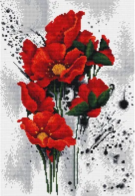 Image de Luca-S set point de croix "Les coquelicots", motif à compter, 26x38cm