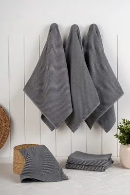 Produktbild von Hermia Concept, Eloise - Anthracite, Küchenhandtuch-Set (6-teilig), 90 % BAUMWOLLE / 10 % POLYESTER, Anthrazit, 43 x 210 x 76 cm