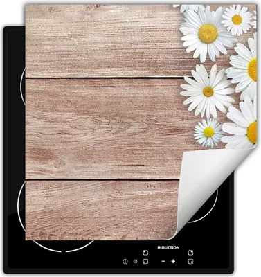 Produktbild von DarHaus Herdabdeckplatte 50x52 cm Anti Rutsch Matte Aufrollbar, Holz - Blume